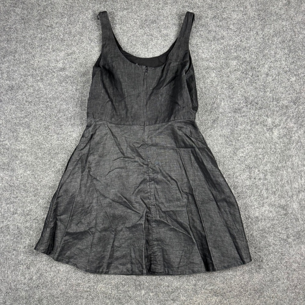 Gap Dress Womens 12 Black Linen Blend Sleeveless Fit & Flare Mini Scoop Neck - Picture 6 of 7